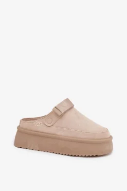 Śniegowce Damskie Na Platformie Z Rzepem Jasnobeżowe Jorielle