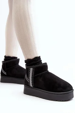 Śniegowce Damskie Na Platformie Ocieplane Czarne Lomessa