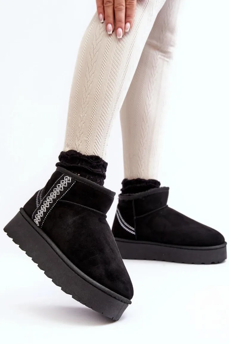 Śniegowce Damskie Na Platformie Ocieplane Czarne Lomessa