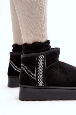 Śniegowce Damskie Na Platformie Ocieplane Czarne Lomessa