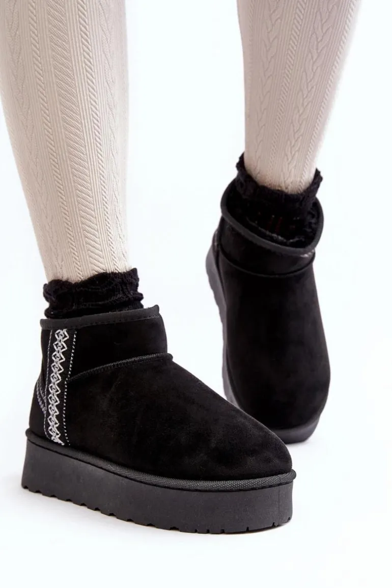 Śniegowce Damskie Na Platformie Ocieplane Czarne Lomessa