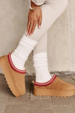 Śniegowce Damskie Na Platformie Ocieplane Futerkiem Camel Remenia