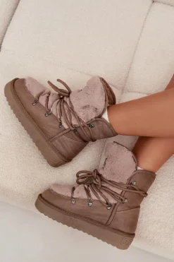 Śniegowce Damskie Na Platformie Z Futerkiem D.Franklin DFSH37022 Beżowe