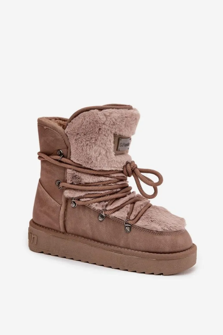 Śniegowce Damskie Na Platformie Z Futerkiem D.Franklin DFSH37022 Beżowe