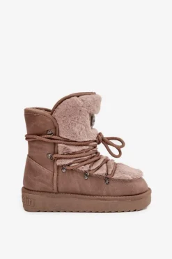 Śniegowce Damskie Na Platformie Z Futerkiem D.Franklin DFSH37022 Beżowe