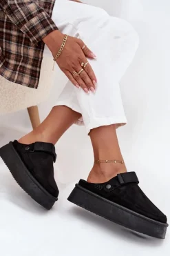 Śniegowce Damskie Na Platformie Z Rzepem Czarne Jorielle