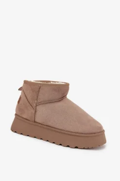 Śniegowce Damskie Na Platformie Ciemnobeżowe Celyra