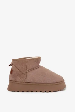 Śniegowce Damskie Na Platformie Ciemnobeżowe Celyra