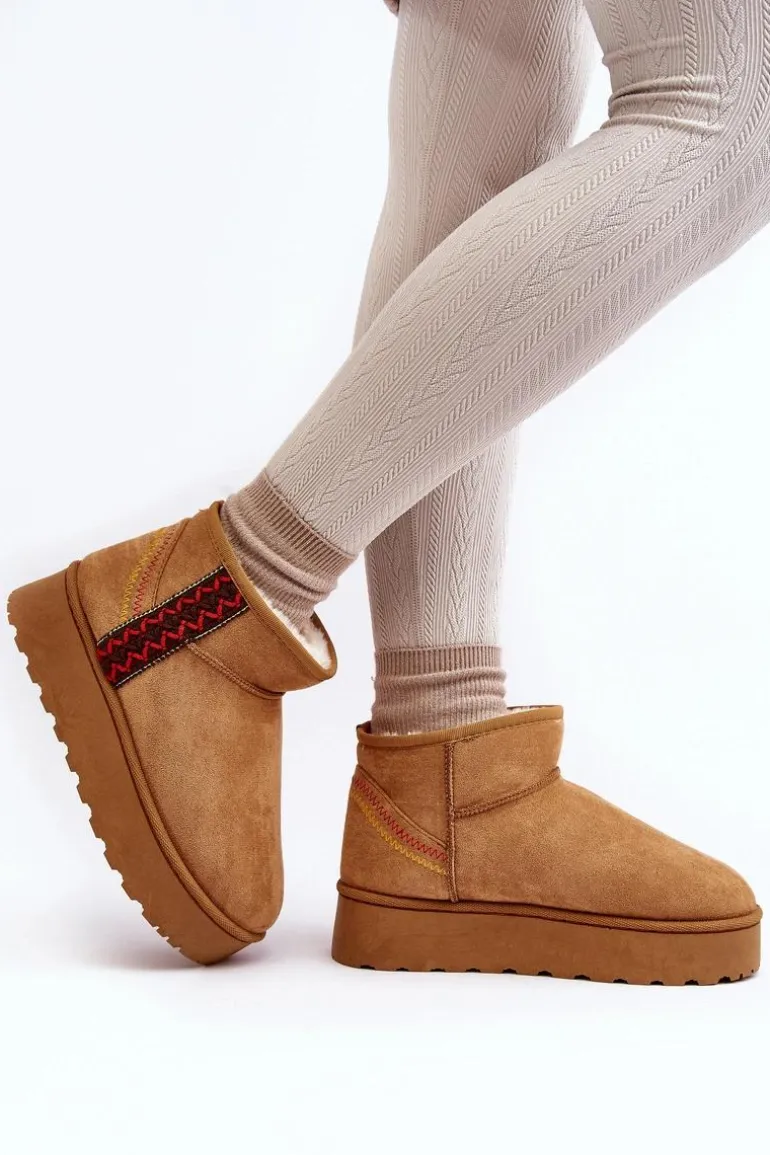 Śniegowce Damskie Na Platformie Ocieplane Camel Lomessa