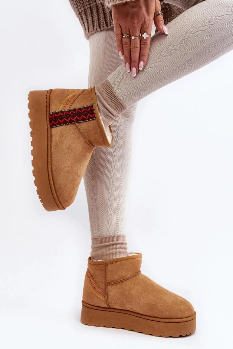 Śniegowce Damskie Na Platformie Ocieplane Camel Lomessa