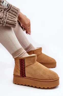 Śniegowce Damskie Na Platformie Ocieplane Camel Lomessa