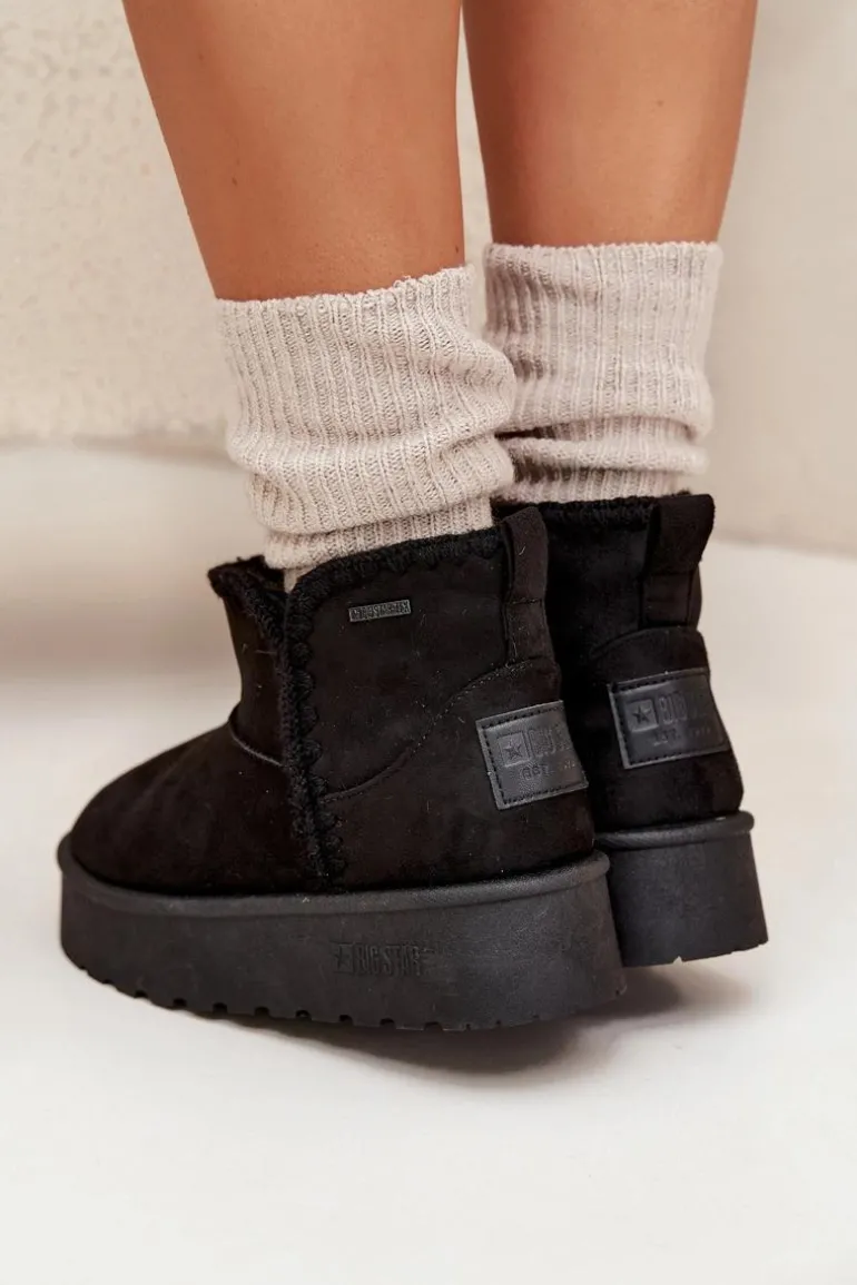 Śniegowce Damskie Na Platformie Z Przeszyciami Big Star SS274128 Czarne