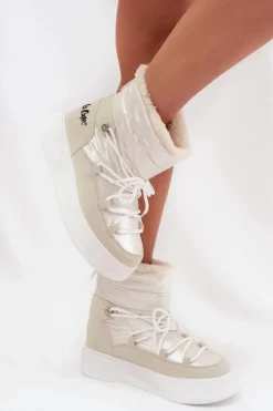 Śniegowce Damskie Na Platformie Lee Cooper LCJ-25-03-3815 Białe