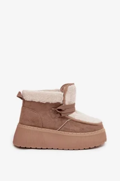 Śniegowce Damskie Na Platformie Z Futerkiem Beżowe Florivelle