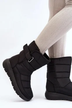 Śniegowce Damskie Na Rzep Ocieplane Czarne Jawora