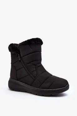 Śniegowce Damskie Na Suwak Z Futerkiem Czarne Zeuna