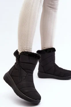 Śniegowce Damskie Na Suwak Z Futerkiem Czarne Zeuna