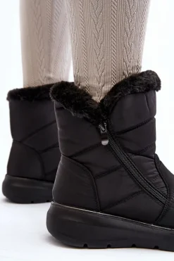 Śniegowce Damskie Na Suwak Z Futerkiem Czarne Zeuna