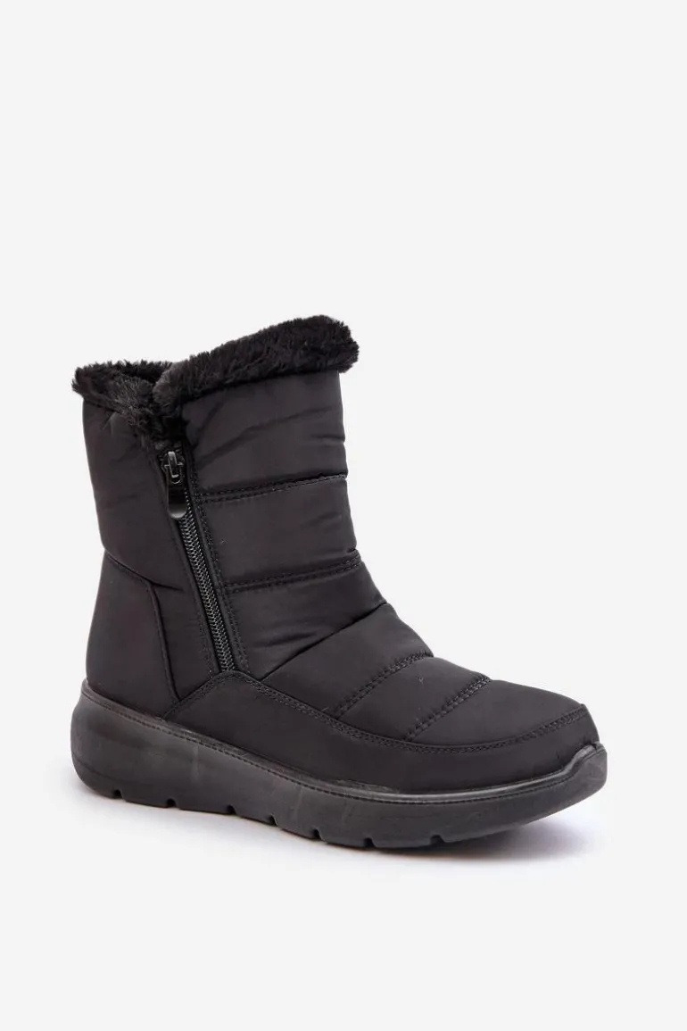 Śniegowce Damskie Na Suwak Z Futerkiem Czarne Dritane