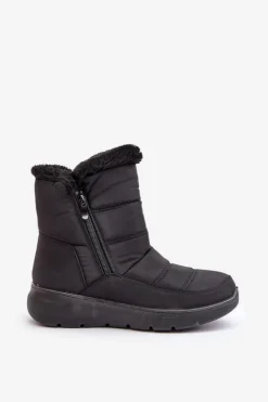 Śniegowce Damskie Na Suwak Z Futerkiem Czarne Dritane