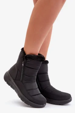 Śniegowce Damskie Na Suwak Z Futerkiem Czarne Dritane