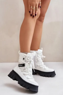 Śniegowce Damskie Na Zamek Lee Cooper LCJ-24-47-3142 Białe