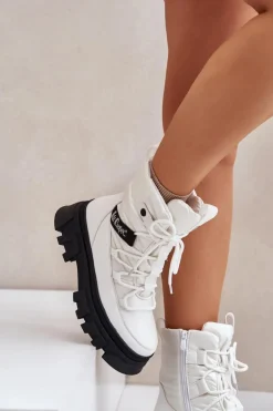 Śniegowce Damskie Na Zamek Lee Cooper LCJ-24-47-3142 Białe