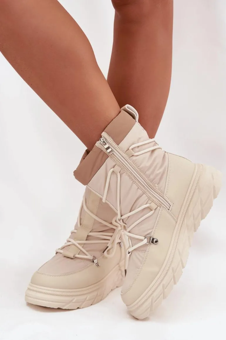 Śniegowce Damskie Na Zamek Lee Cooper LCJ-25-44-3931 Beżowe