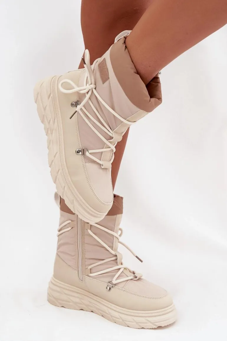 Śniegowce Damskie Na Zamek Lee Cooper LCJ-25-44-3931 Beżowe