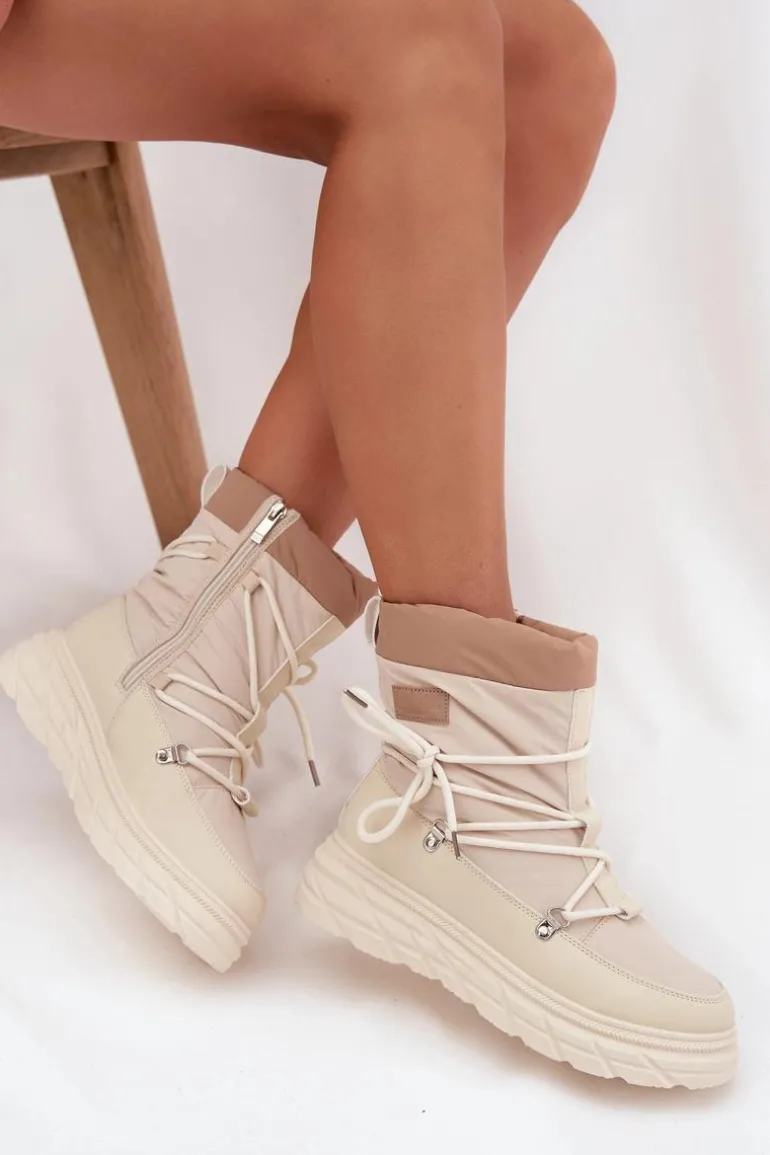 Śniegowce Damskie Na Zamek Lee Cooper LCJ-25-44-3931 Beżowe