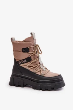 Śniegowce Damskie Na Zamek Lee Cooper LCJ-24-47-3143 Beżowe