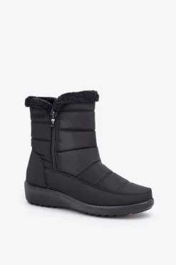 Śniegowce Damskie Na Zamek Z Futerkiem Czarne Fiorittia