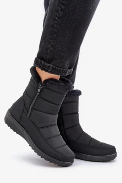 Śniegowce Damskie Na Zamek Z Futerkiem Czarne Fiorittia