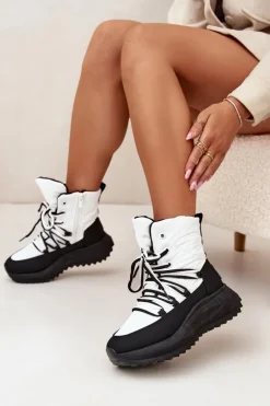 Śniegowce Damskie Na Zamek Big Star SS274060 Biało-Czarne