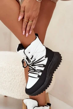 Śniegowce Damskie Na Zamek Big Star SS274060 Biało-Czarne