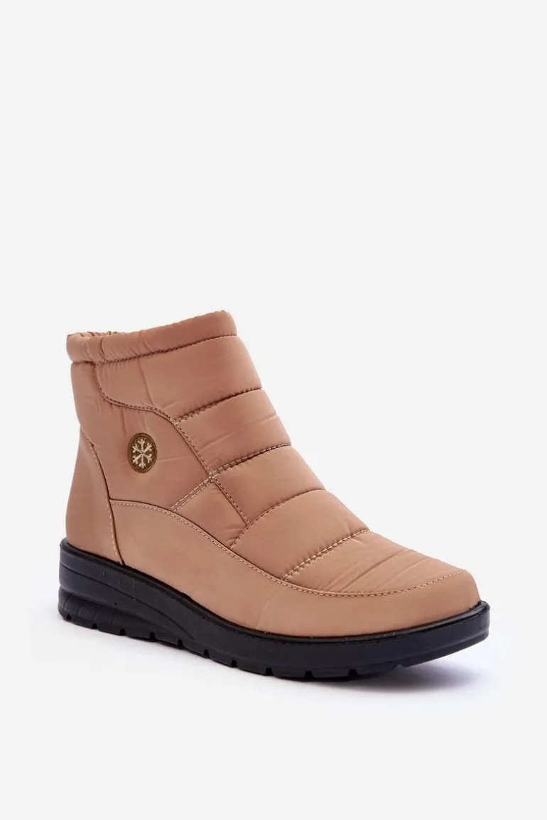 Śniegowce Damskie Ocieplane Beżowe Helis