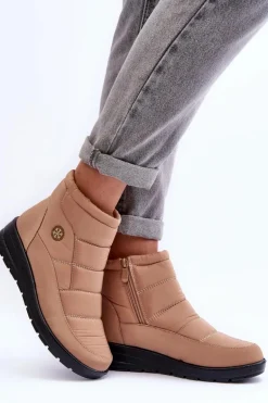 Śniegowce Damskie Ocieplane Beżowe Helis