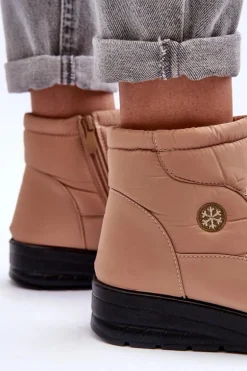 Śniegowce Damskie Ocieplane Beżowe Helis