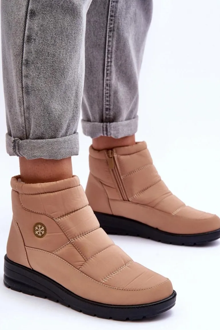 Śniegowce Damskie Ocieplane Beżowe Helis