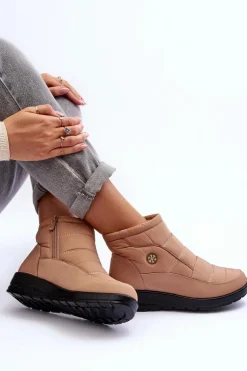 Śniegowce Damskie Ocieplane Beżowe Helis