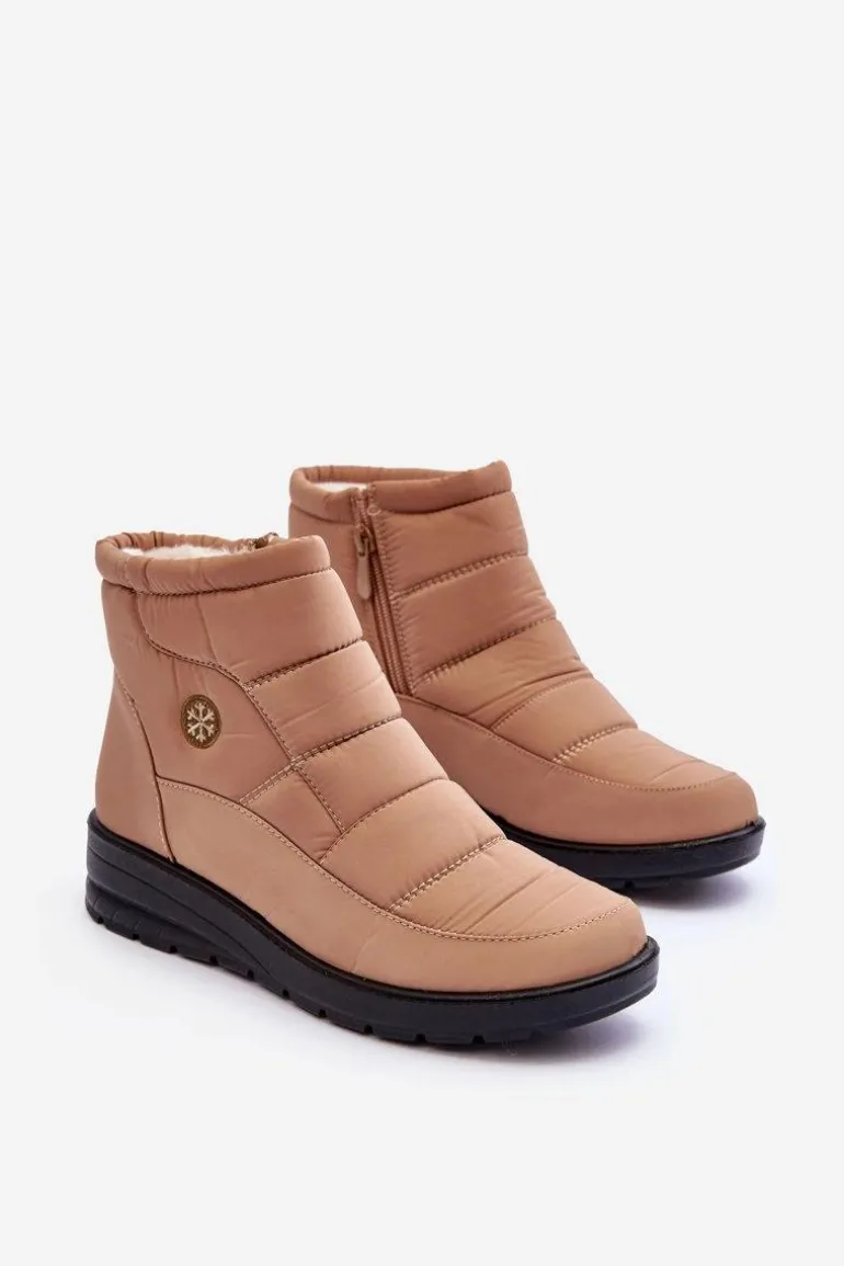 Śniegowce Damskie Ocieplane Beżowe Helis