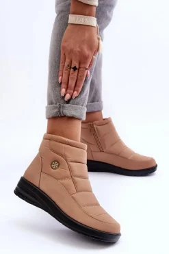 Śniegowce Damskie Ocieplane Beżowe Helis