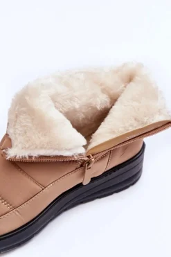 Śniegowce Damskie Ocieplane Beżowe Helis