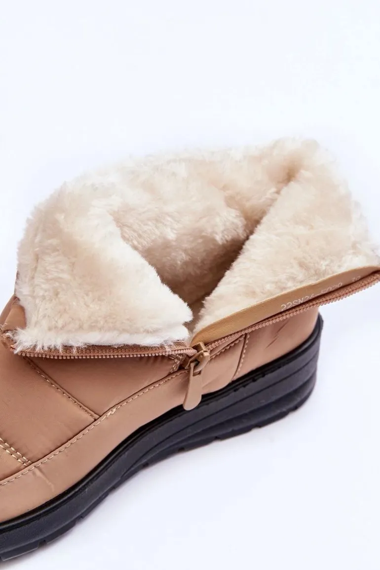 Śniegowce Damskie Ocieplane Beżowe Helis