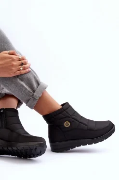 Śniegowce Damskie Ocieplane Czarne Helis