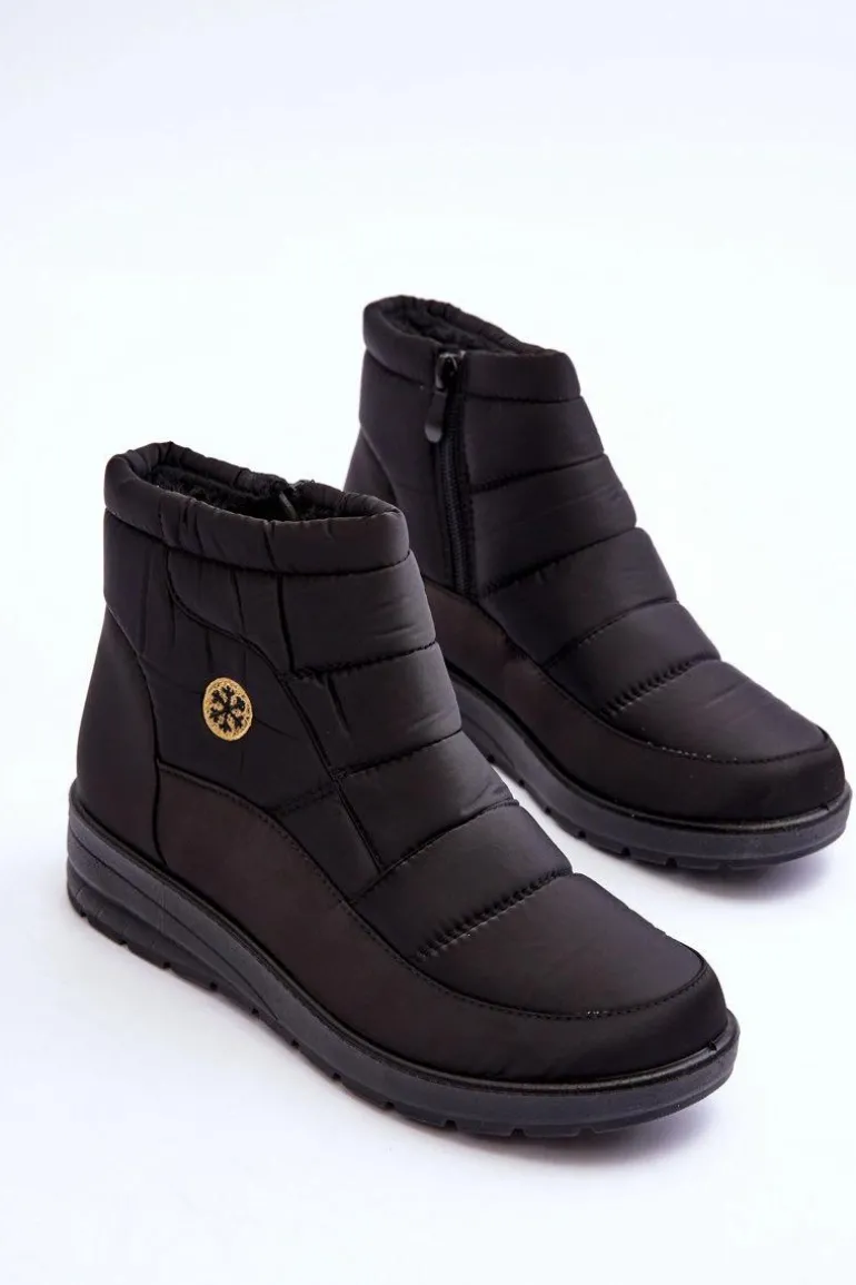 Śniegowce Damskie Ocieplane Czarne Helis