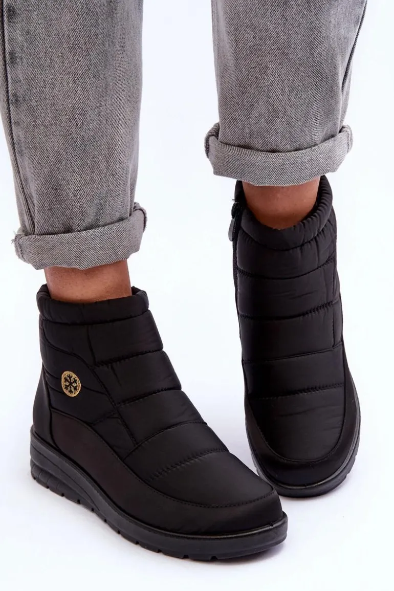 Śniegowce Damskie Ocieplane Czarne Helis