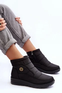 Śniegowce Damskie Ocieplane Czarne Helis