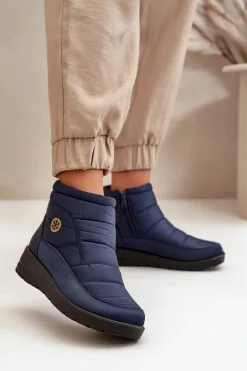 Śniegowce Damskie Ocieplane Granatowe Helis