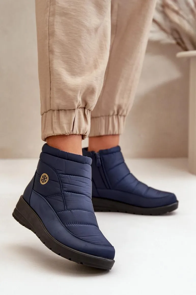 Śniegowce Damskie Ocieplane Granatowe Helis